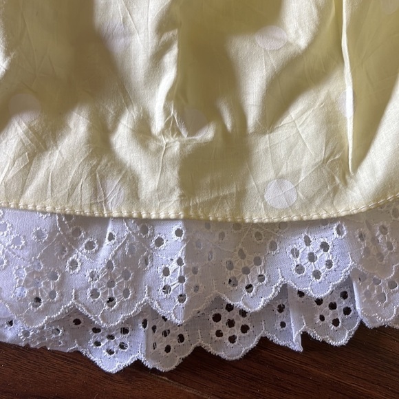 NEW Vintage Yellow Polkadot White Eyelet Scalloped Hem Prairie‎ Twirl Skirt 2T - Picture 2 of 6